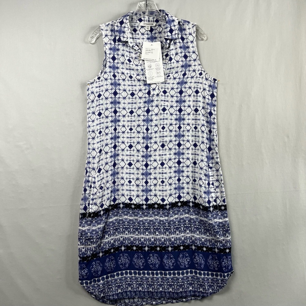 Beach lunch Lounge Dress Women Small Shift Sleeveless Geometric Beach Casual New